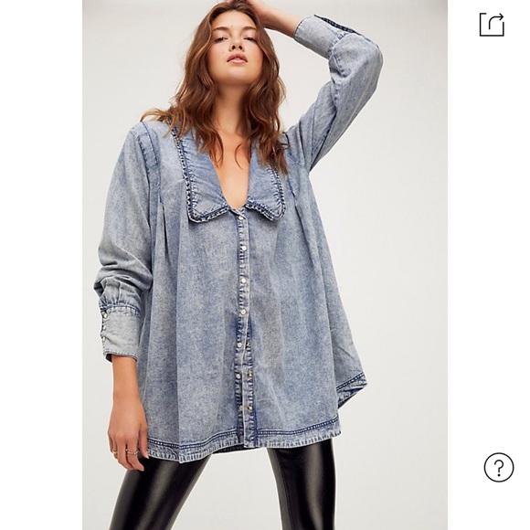 Free People Tops - Free people Charlie denim button-down shirt